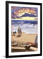 Santa Cruz, California - Sunset Beach Scene-Lantern Press-Framed Art Print
