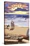 Santa Cruz, California - Sunset Beach Scene-Lantern Press-Stretched Canvas