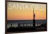 Santa Cruz, California - the Surfer-Lantern Press-Framed Art Print