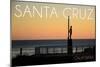 Santa Cruz, California - the Surfer-Lantern Press-Mounted Art Print