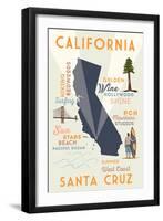 Santa Cruz, California - Typography and Icons-Lantern Press-Framed Art Print