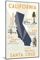 Santa Cruz, California - Typography and Icons-Lantern Press-Mounted Art Print