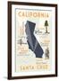 Santa Cruz, California - Typography and Icons-Lantern Press-Framed Art Print