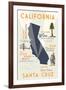 Santa Cruz, California - Typography and Icons-Lantern Press-Framed Art Print