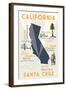 Santa Cruz, California - Typography and Icons-Lantern Press-Framed Art Print