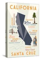 Santa Cruz, California - Typography and Icons-Lantern Press-Stretched Canvas