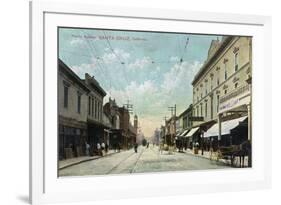 Santa Cruz, California - View Down Pacific Avenue-Lantern Press-Framed Art Print