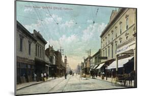 Santa Cruz, California - View Down Pacific Avenue-Lantern Press-Mounted Art Print