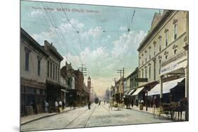 Santa Cruz, California - View Down Pacific Avenue-Lantern Press-Mounted Premium Giclee Print