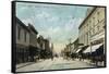 Santa Cruz, California - View Down Pacific Avenue-Lantern Press-Framed Stretched Canvas