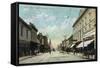 Santa Cruz, California - View Down Pacific Avenue-Lantern Press-Framed Stretched Canvas