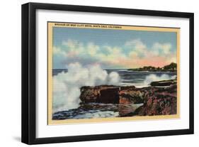 Santa Cruz, California - View of a Breaker on West Cliff Drive-Lantern Press-Framed Art Print