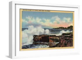 Santa Cruz, California - View of a Breaker on West Cliff Drive-Lantern Press-Framed Art Print