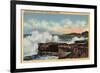 Santa Cruz, California - View of a Breaker on West Cliff Drive-Lantern Press-Framed Art Print