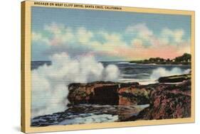 Santa Cruz, California - View of a Breaker on West Cliff Drive-Lantern Press-Stretched Canvas