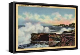 Santa Cruz, California - View of a Breaker on West Cliff Drive-Lantern Press-Framed Stretched Canvas