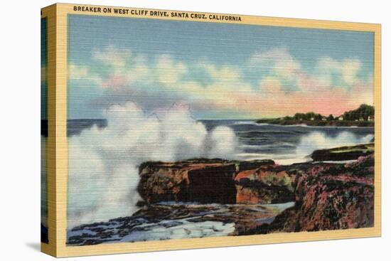 Santa Cruz, California - View of a Breaker on West Cliff Drive-Lantern Press-Stretched Canvas