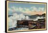 Santa Cruz, California - View of a Breaker on West Cliff Drive-Lantern Press-Framed Stretched Canvas