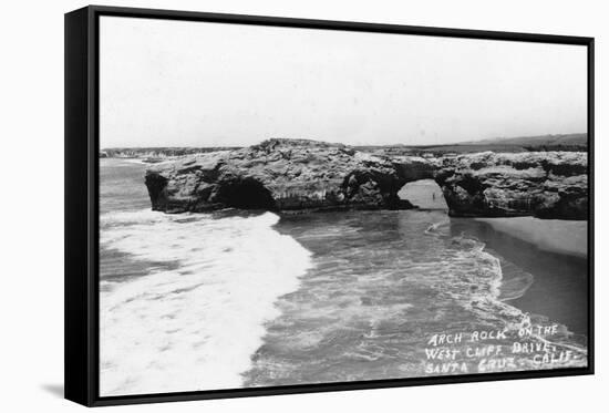 Santa Cruz, California - View of Arch Rock along West Cliff Drive-Lantern Press-Framed Stretched Canvas