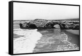 Santa Cruz, California - View of Arch Rock along West Cliff Drive-Lantern Press-Framed Stretched Canvas