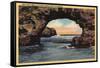 Santa Cruz, California - View of Arch Rock along West Cliff Drive-Lantern Press-Framed Stretched Canvas