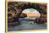 Santa Cruz, California - View of Arch Rock along West Cliff Drive-Lantern Press-Stretched Canvas