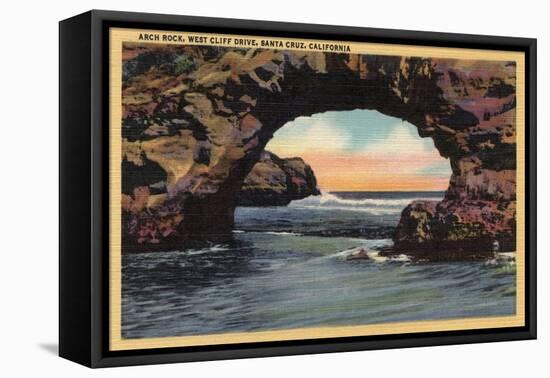 Santa Cruz, California - View of Arch Rock along West Cliff Drive-Lantern Press-Framed Stretched Canvas