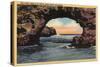 Santa Cruz, California - View of Arch Rock along West Cliff Drive-Lantern Press-Stretched Canvas