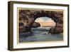 Santa Cruz, California - View of Arch Rock along West Cliff Drive-Lantern Press-Framed Art Print