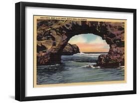 Santa Cruz, California - View of Arch Rock along West Cliff Drive-Lantern Press-Framed Art Print