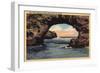 Santa Cruz, California - View of Arch Rock along West Cliff Drive-Lantern Press-Framed Art Print