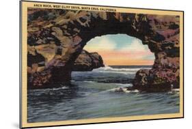 Santa Cruz, California - View of Arch Rock along West Cliff Drive-Lantern Press-Mounted Art Print