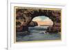 Santa Cruz, California - View of Arch Rock along West Cliff Drive-Lantern Press-Framed Art Print