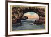 Santa Cruz, California - View of Arch Rock along West Cliff Drive-Lantern Press-Framed Art Print