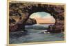 Santa Cruz, California - View of Arch Rock along West Cliff Drive-Lantern Press-Mounted Art Print