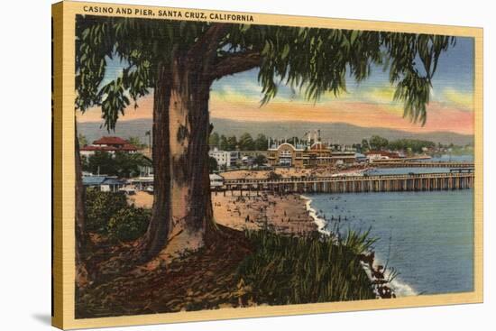 Santa Cruz, California - View of Casino & Pier from a Distance-Lantern Press-Stretched Canvas