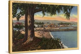 Santa Cruz, California - View of Casino & Pier from a Distance-Lantern Press-Stretched Canvas
