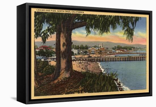 Santa Cruz, California - View of Casino & Pier from a Distance-Lantern Press-Framed Stretched Canvas