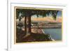 Santa Cruz, California - View of Casino & Pier from a Distance-Lantern Press-Framed Art Print
