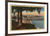 Santa Cruz, California - View of Casino & Pier from a Distance-Lantern Press-Framed Art Print