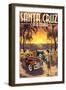 Santa Cruz, California - Vintage Woodies on the Beach-Lantern Press-Framed Art Print