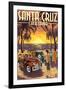 Santa Cruz, California - Vintage Woodies on the Beach-Lantern Press-Framed Art Print