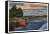 Santa Cruz, California - West Cliff Drive View of Pier and Casino-Lantern Press-Framed Stretched Canvas