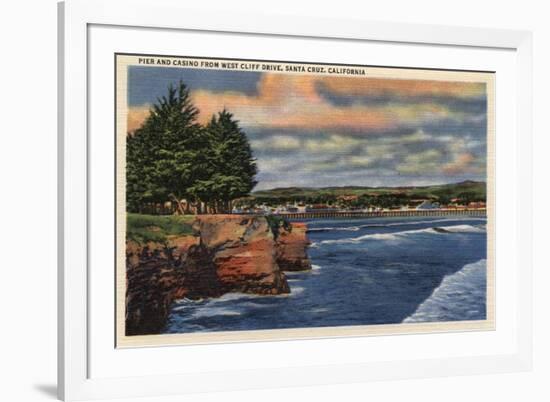 Santa Cruz, California - West Cliff Drive View of Pier and Casino-Lantern Press-Framed Art Print