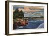 Santa Cruz, California - West Cliff Drive View of Pier and Casino-Lantern Press-Framed Art Print