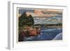 Santa Cruz, California - West Cliff Drive View of Pier and Casino-Lantern Press-Framed Art Print