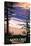 Santa Cruz, California - West Cliff Sunset and Surfers-Lantern Press-Stretched Canvas