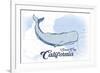 Santa Cruz, California - Whale - Blue - Coastal Icon-Lantern Press-Framed Art Print