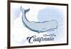 Santa Cruz, California - Whale - Blue - Coastal Icon-Lantern Press-Framed Art Print