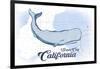 Santa Cruz, California - Whale - Blue - Coastal Icon-Lantern Press-Framed Art Print